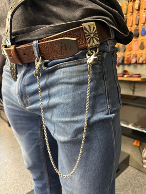 21 Inch Anvil Wallet Chain - Slim 2 In 2 with White Belt Charm - Anvil Customs