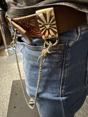 21 Inch Anvil Wallet Chain - Slim 2 In 2 with White Belt Charm - Anvil Customs