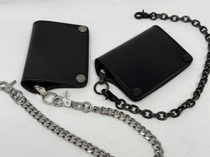 5G Mini Long Leather Chain Wallet - Black Hermann Oak - Anvil Customs
