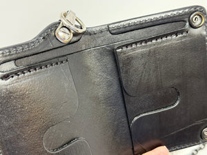 5G Mini Long Leather Chain Wallet - Black Hermann Oak - Anvil Customs