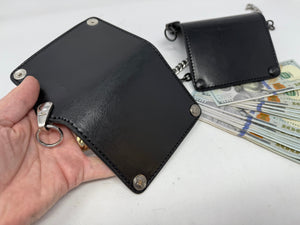 5G Mini Long Leather Chain Wallet - Black Hermann Oak - Anvil Customs
