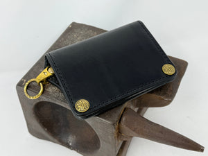 5G Mini Long Leather Chain Wallet - Black Hermann Oak - Anvil Customs