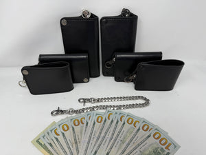 ANVIL 5G Bifold Leather Chain Wallet - Black Hermann Oak - Anvil Customs