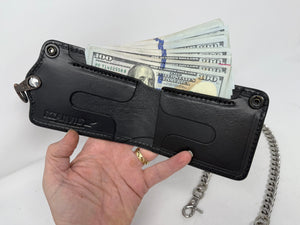 ANVIL 5G Bifold Leather Chain Wallet - Black Hermann Oak - Anvil Customs