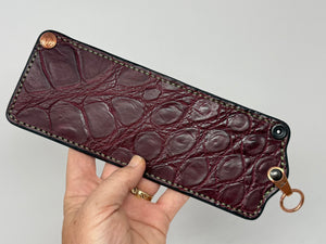 Anvil 5G Bifold Leather Chain Wallet - Oxblood Giant Gator - Anvil Customs