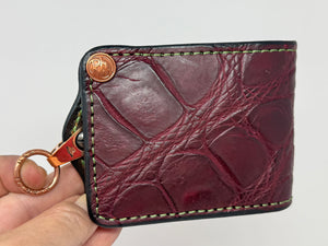 Anvil 5G Bifold Leather Chain Wallet - Oxblood Giant Gator - Anvil Customs