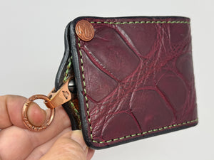 Anvil 5G Bifold Leather Chain Wallet - Oxblood Giant Gator - Anvil Customs