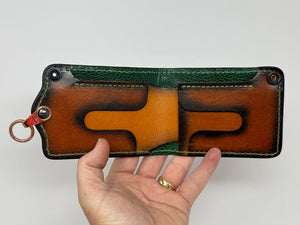 Anvil 5G Bifold Leather Chain Wallet - Oxblood Giant Gator - Anvil Customs