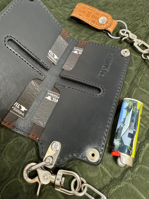 G4 Long Biker Chain Wallet, Chain & Loop Combo Set - Tan Basket Weave - Anvil Customs
