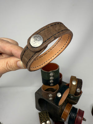 Nubuck Brown Alligator Leather Bracelet / Cuff - Anvil Customs