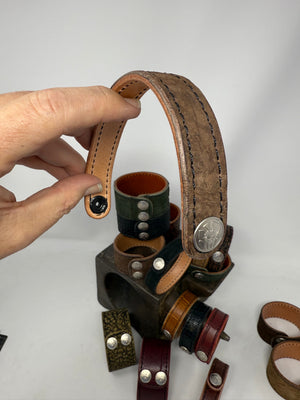 Nubuck Brown Alligator Leather Bracelet / Cuff - Anvil Customs