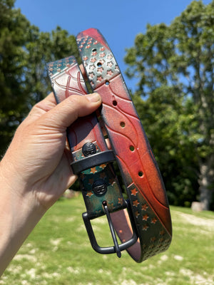 RTANVIL ‘Old Glory’ Handmade Leather Belt - Anvil Customs
