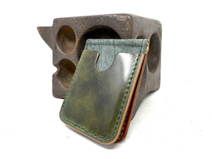 Shell Cordovan Money Clip Wallet: Marbled Forrest Green - Anvil Customs