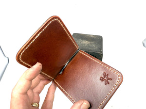Shell Cordovan Money Clip Wallet: Textured Black & Natural - Anvil Customs
