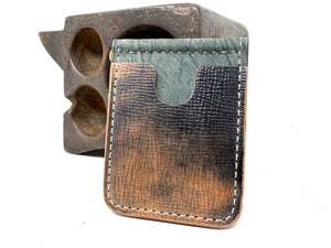 Shell Cordovan Money Clip Wallet: Textured Black & Natural - Anvil Customs