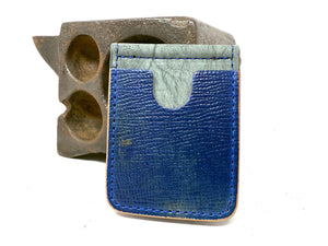 Shell Cordovan Money Clip Wallet: Textured Denim/Natural - Anvil Customs