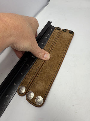 Tan Hippo (2x) Leather Bracelet / Cuff Set - Anvil Customs