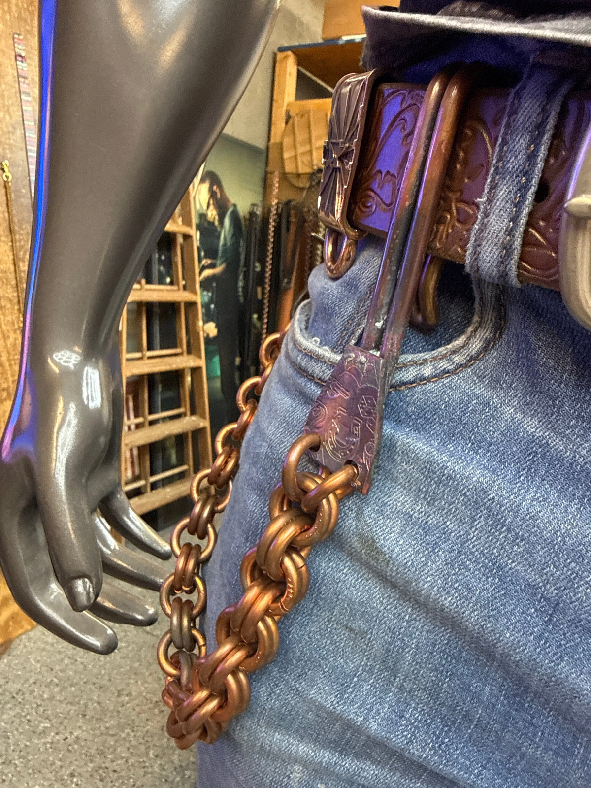 18” Hand Forged Copper RTANVIL Wallet Chain - Anvil Customs