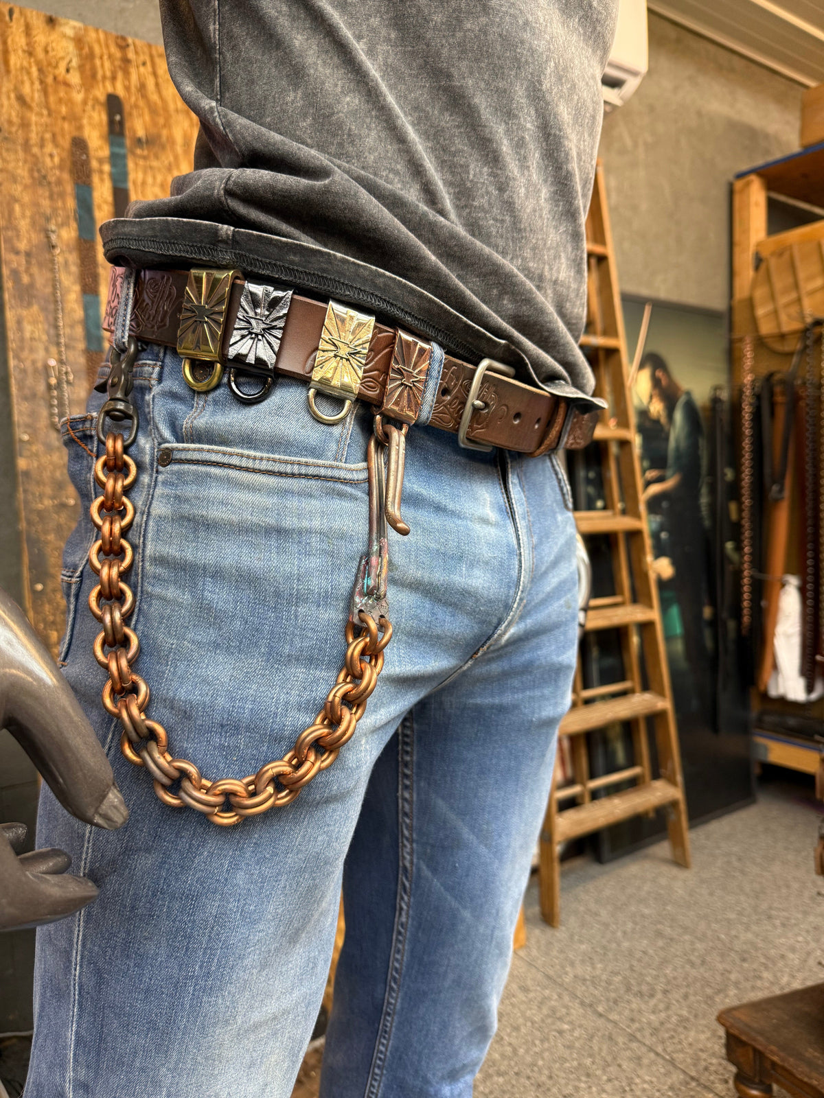 18” Hand Forged Copper RTANVIL Wallet Chain - Anvil Customs