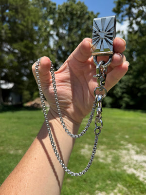 21 Inch Anvil Wallet Chain - Slim 2 In 2 with White Belt Charm - Anvil Customs