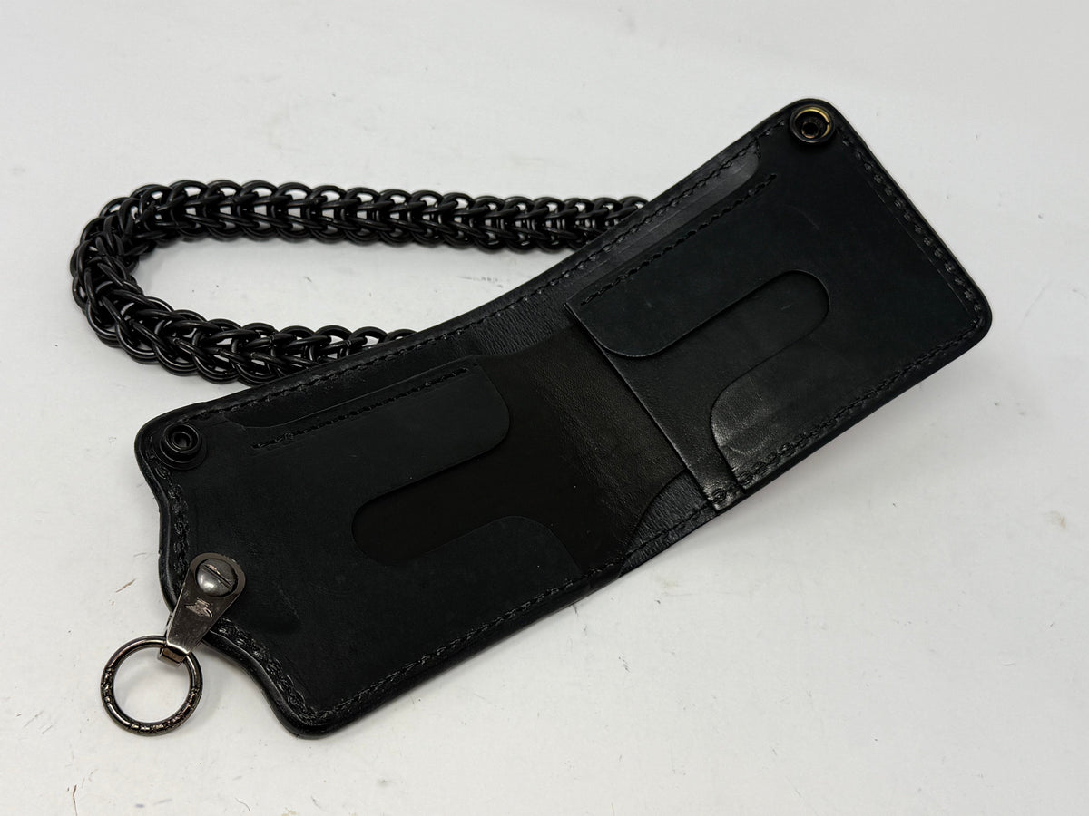 5G Bifold Leather Chain Wallet - “Asphalt Flamingo”