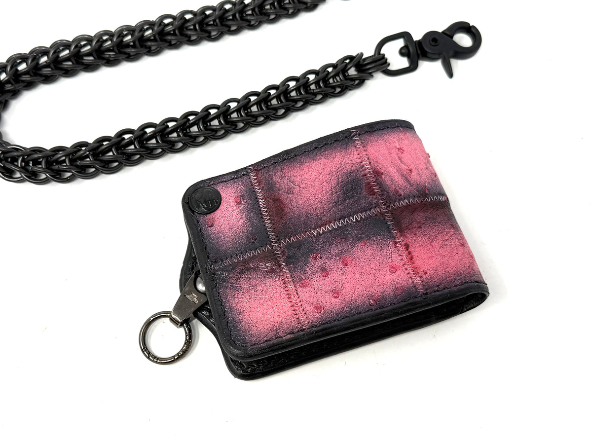 5G Bifold Leather Chain Wallet - “Asphalt Flamingo”