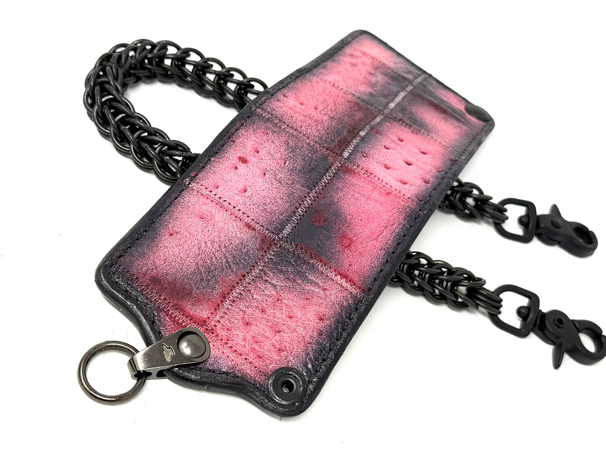 5G Bifold Leather Chain Wallet - “Asphalt Flamingo”