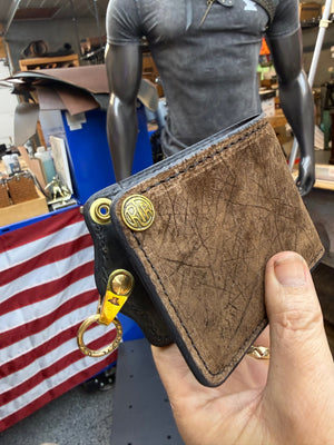 5G Bifold Leather Chain Wallet - Chocolate Hippo - Anvil Customs