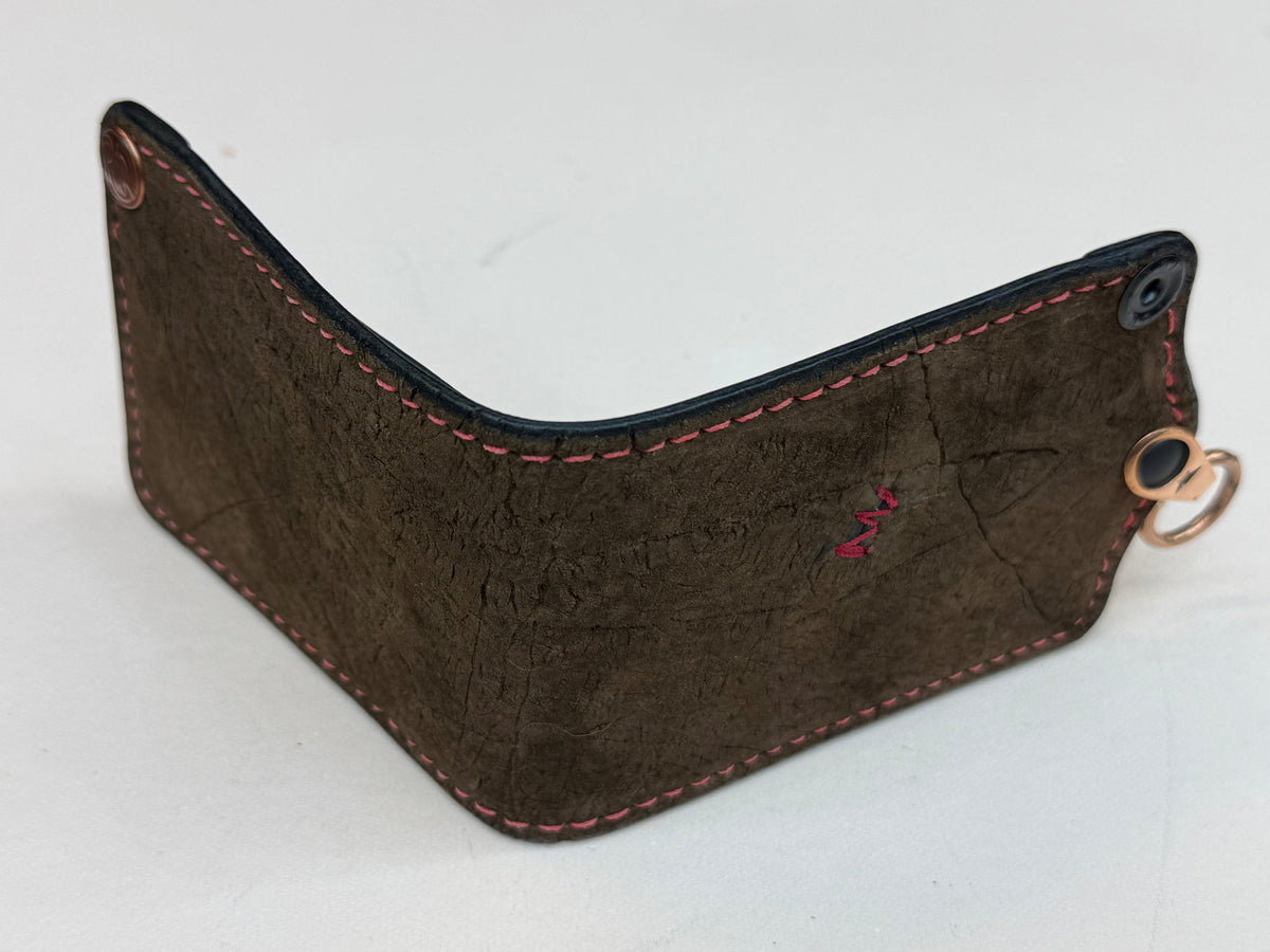 5G Bifold Leather Chain Wallet - Chocolate Hippo