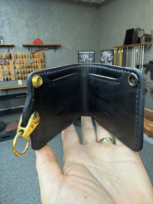 5G Bifold Leather Chain Wallet - Chocolate Hippo - Anvil Customs