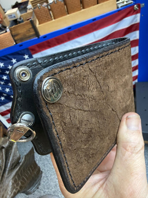 5G Bifold Leather Chain Wallet - Chocolate Hippo - Anvil Customs