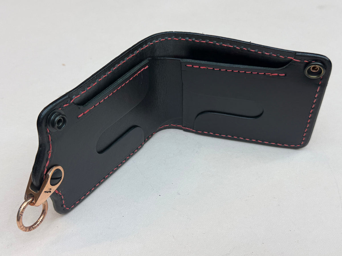 5G Bifold Leather Chain Wallet - Chocolate Hippo