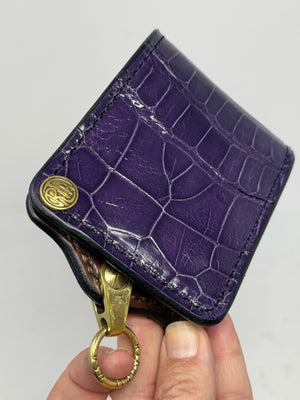5G Bifold Leather Chain Wallet - Purple Alligator - Anvil Customs