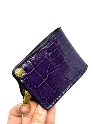 5G Bifold Leather Chain Wallet - Purple Alligator - Anvil Customs