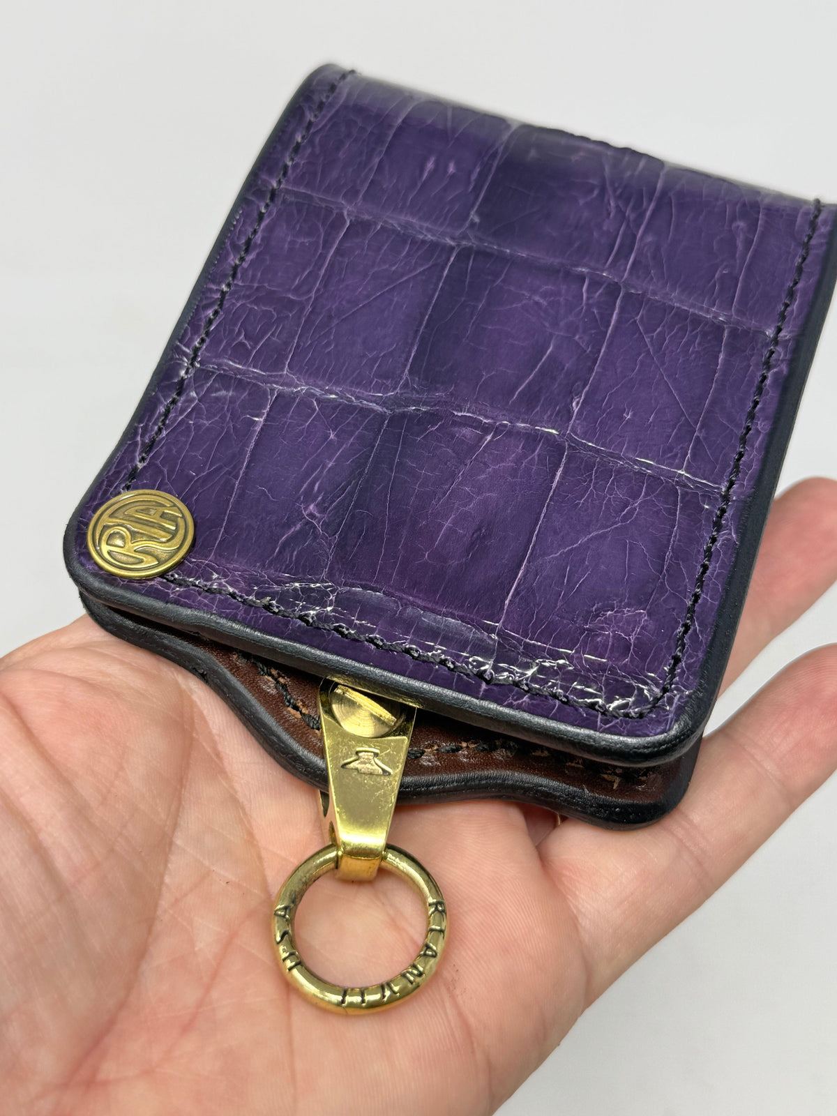 5G Bifold Leather Chain Wallet - Purple Alligator - Anvil Customs