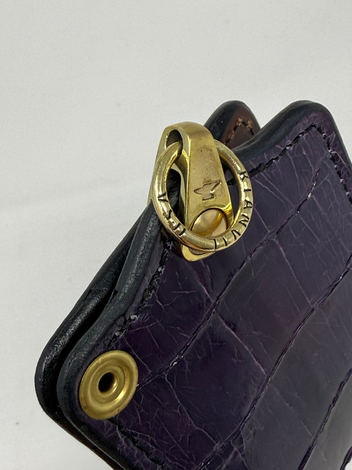 5G Bifold Leather Chain Wallet - Purple Alligator - Anvil Customs