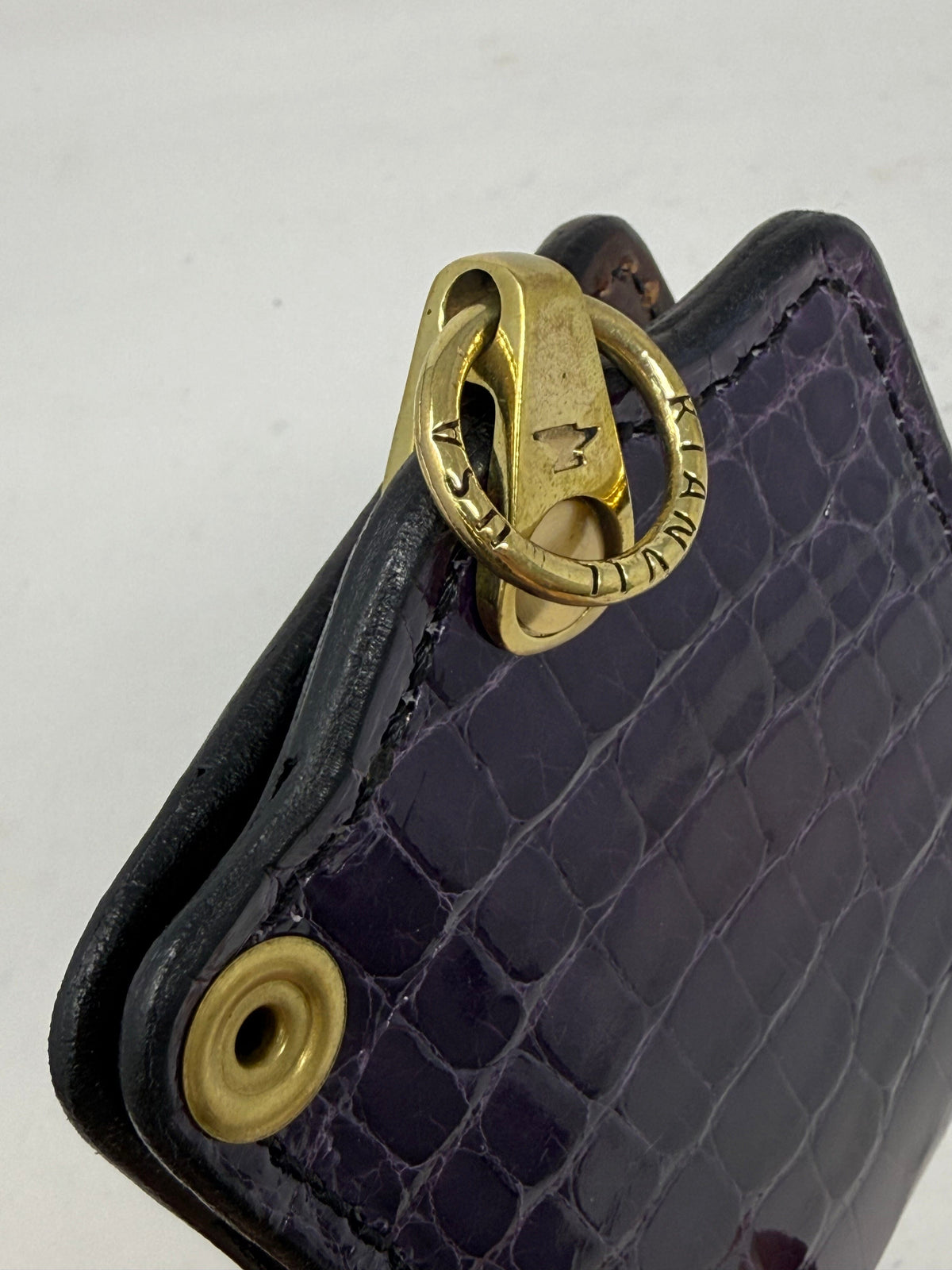 5G Bifold Leather Chain Wallet - Purple Alligator - Anvil Customs
