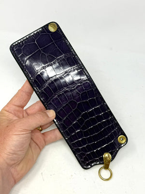 5G Bifold Leather Chain Wallet - Purple Alligator - Anvil Customs