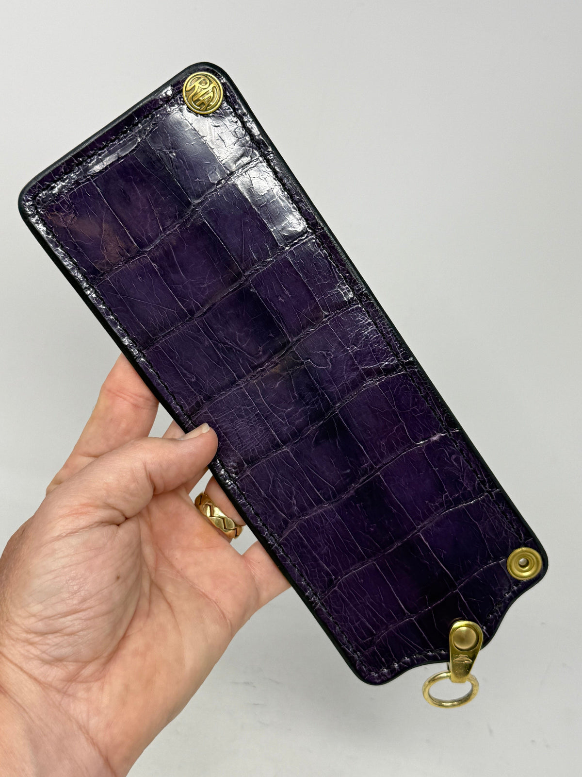 5G Bifold Leather Chain Wallet - Purple Alligator - Anvil Customs