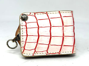 5G Bifold Leather Chain Wallet - White/Red Alligator - Anvil Customs