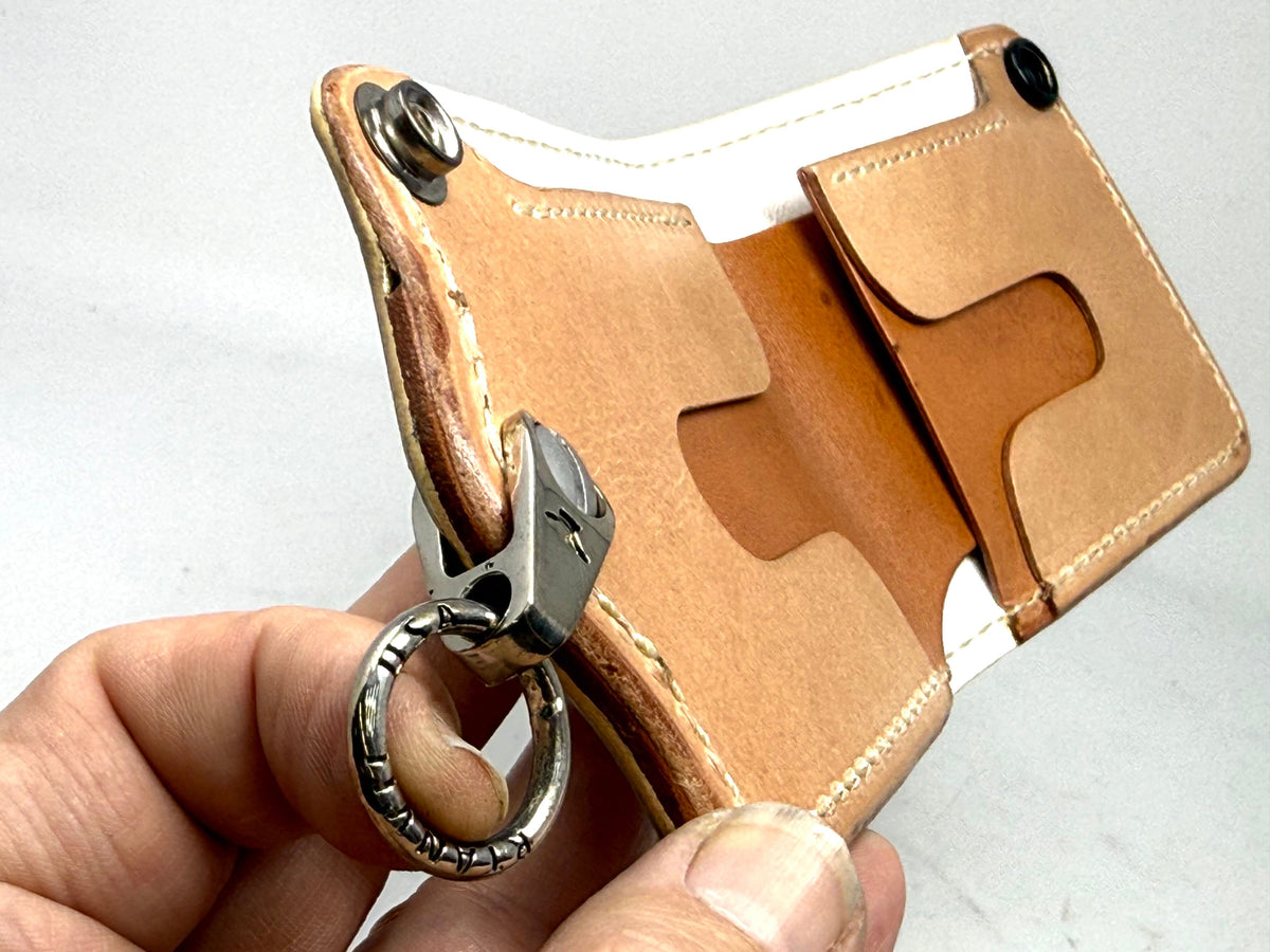 5G Bifold Leather Chain Wallet - White/Red Alligator - Anvil Customs