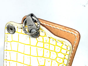 5G Bifold Leather Chain Wallet - White/Yellow Alligator - Anvil Customs