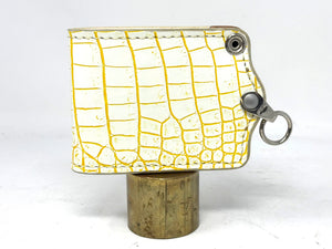 5G Bifold Leather Chain Wallet - White/Yellow Alligator - Anvil Customs