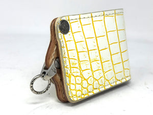 5G Bifold Leather Chain Wallet - White/Yellow Alligator - Anvil Customs