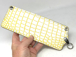 5G Bifold Leather Chain Wallet - White/Yellow Alligator - Anvil Customs
