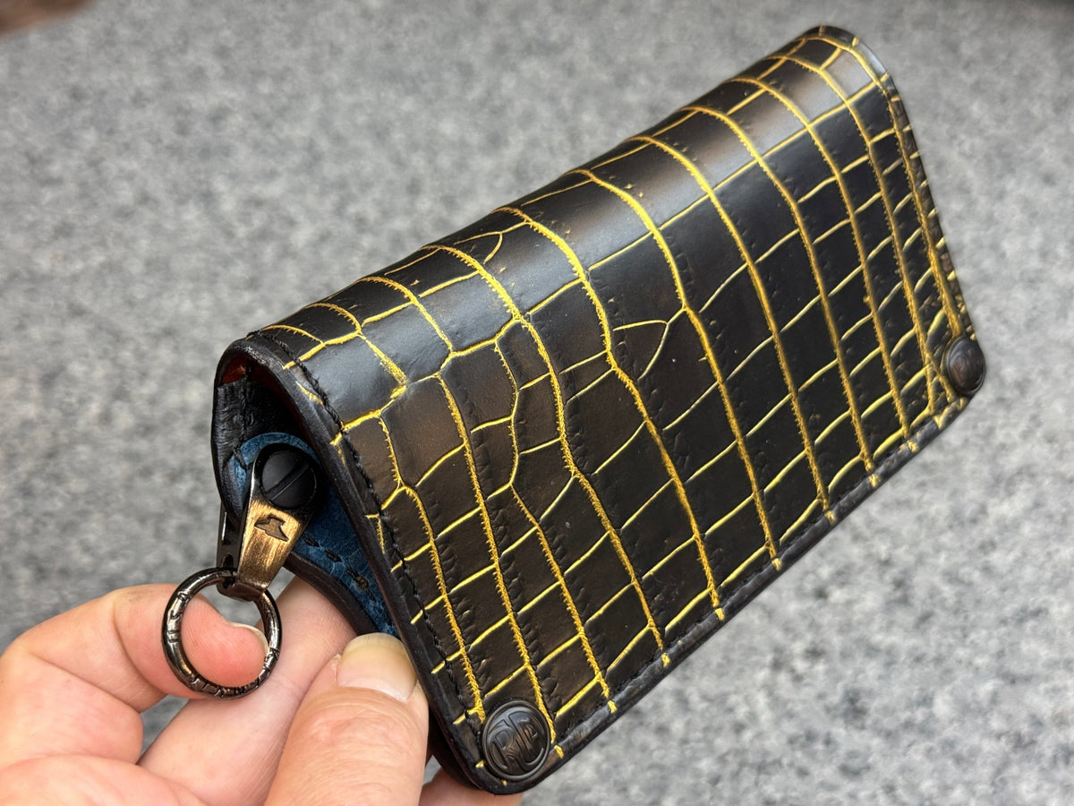 5G Long Biker Chain Wallet - Black/Gold Alligator - Anvil Customs