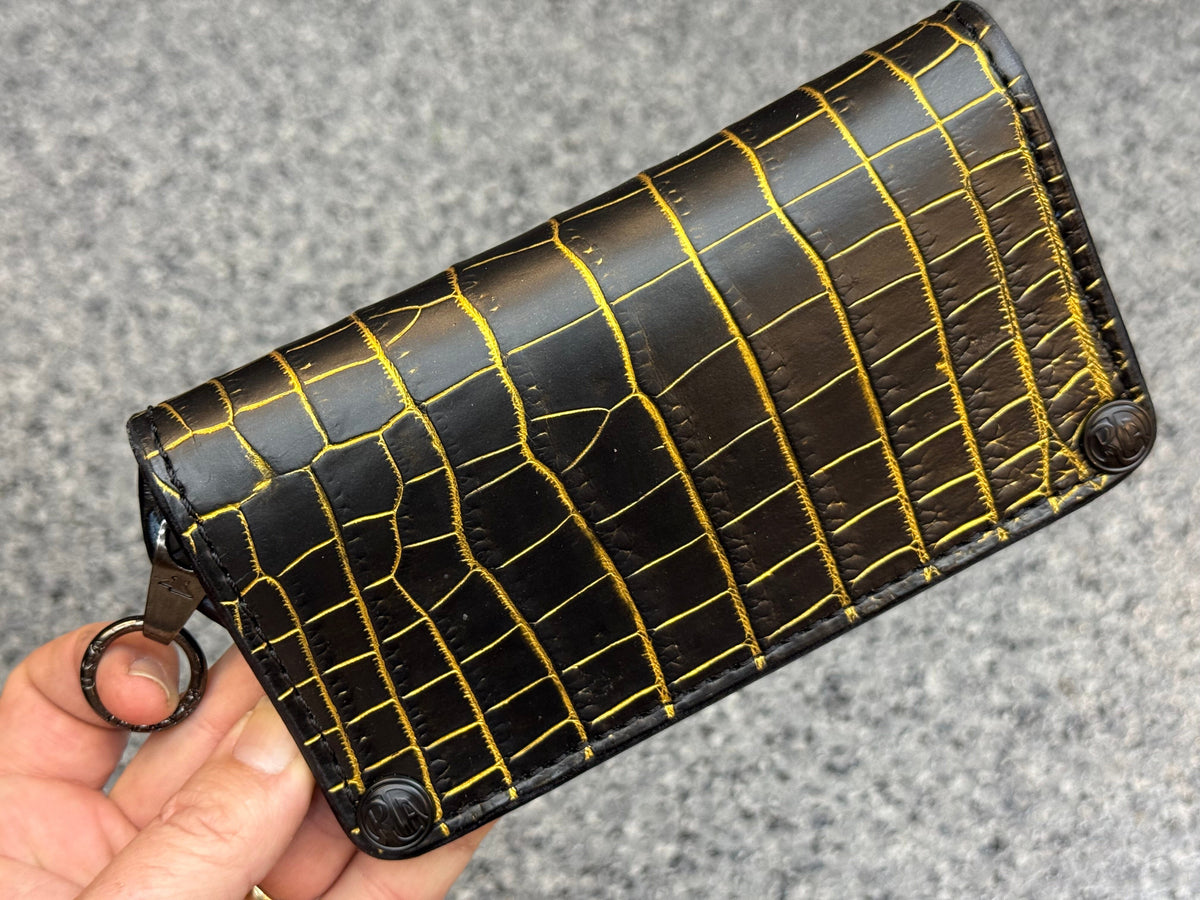 5G Long Biker Chain Wallet - Black/Gold Alligator - Anvil Customs