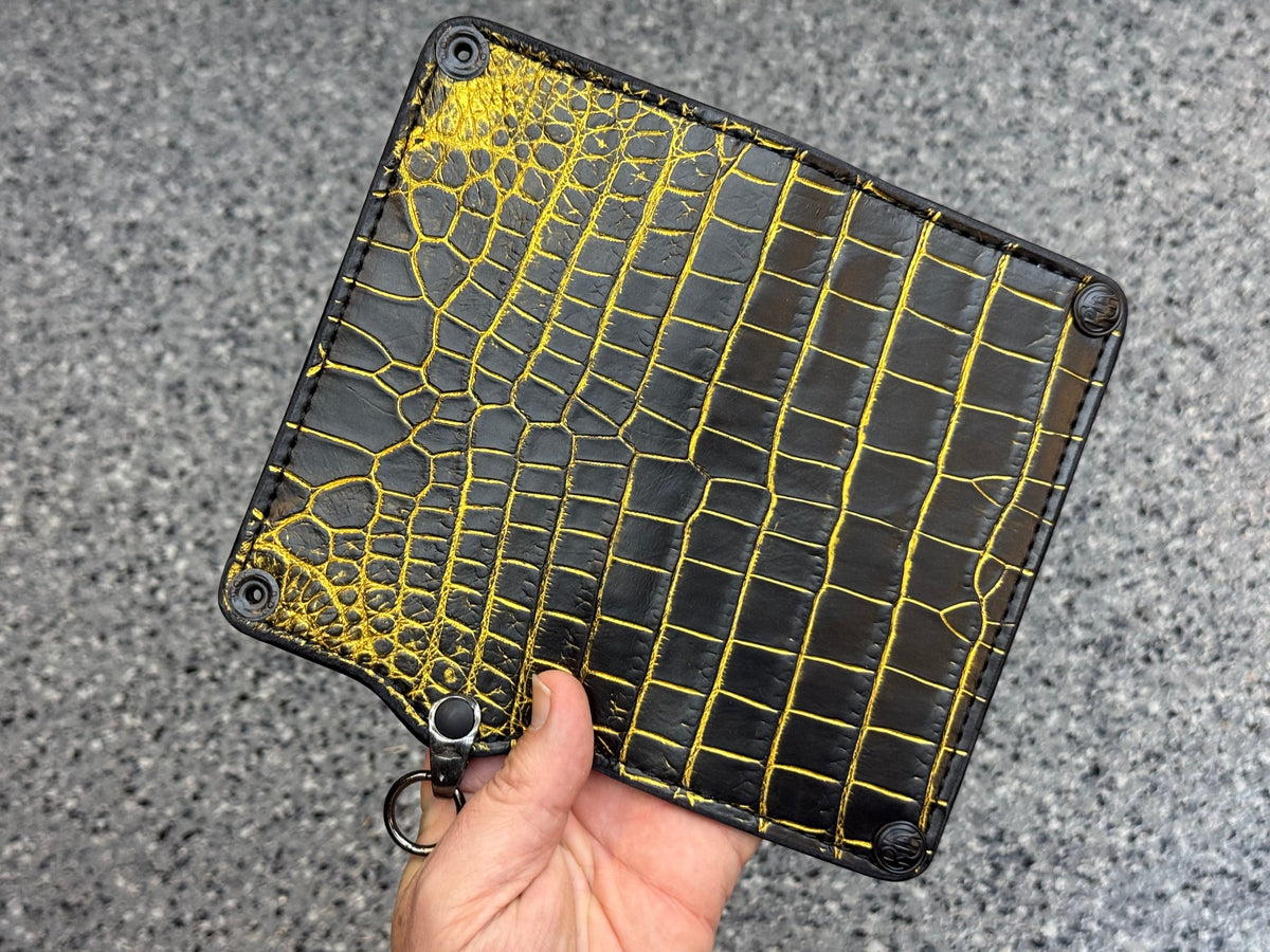 5G Long Biker Chain Wallet - Black/Gold Alligator - Anvil Customs