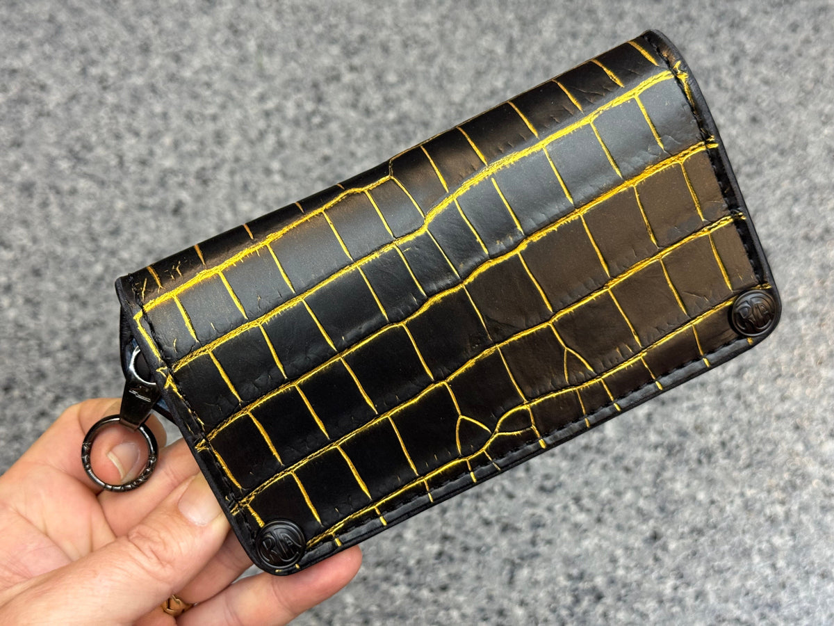 5G Long Biker Chain Wallet - Black/Gold Alligator - Anvil Customs