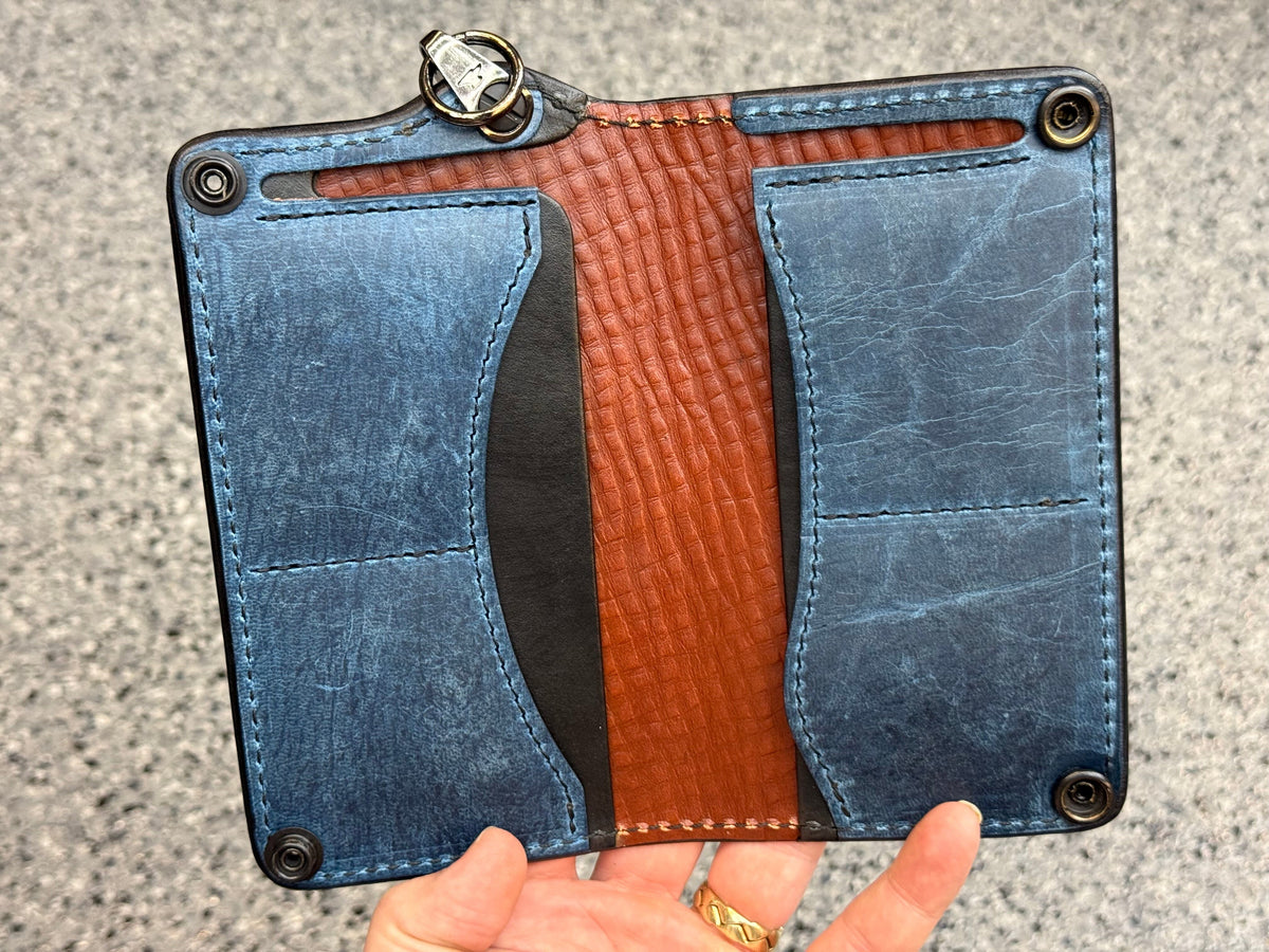 5G Long Biker Chain Wallet - Black/Gold Alligator - Anvil Customs
